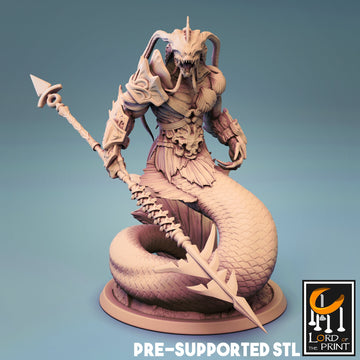 Sea Triton Miniature | Tabletop RPG Miniature | Rescale Miniature | Roleplaying 3D Printed Fantasy Mini - 3DPrintDen