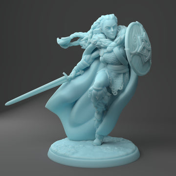 Shieldmaiden Miniature | Twin Goddess Miniatures | Tabletop RPG Miniature | Roleplaying 3D Printed Fantasy Mini - 3DPrintDen