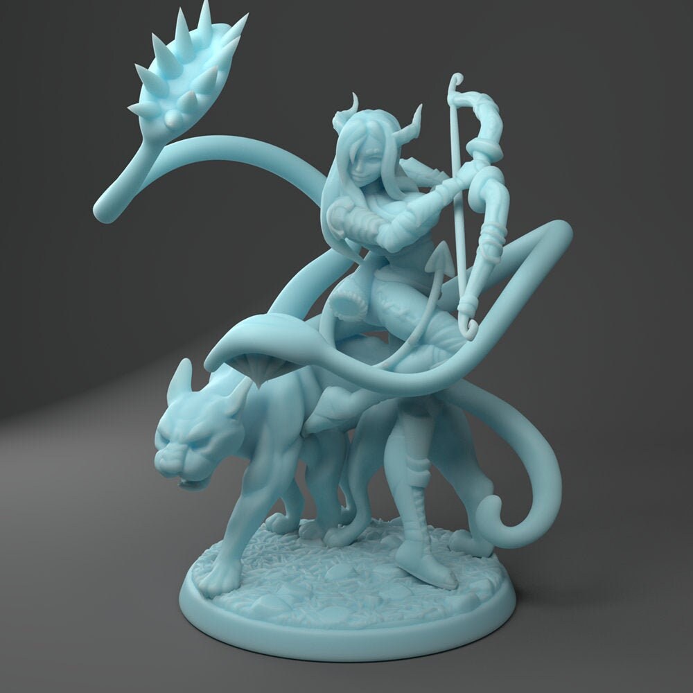 Tiefling Ranger Miniature | Twin Goddess Miniatures | Tabletop RPG Miniature | Roleplaying 3D Printed Fantasy Mini - 3DPrintDen