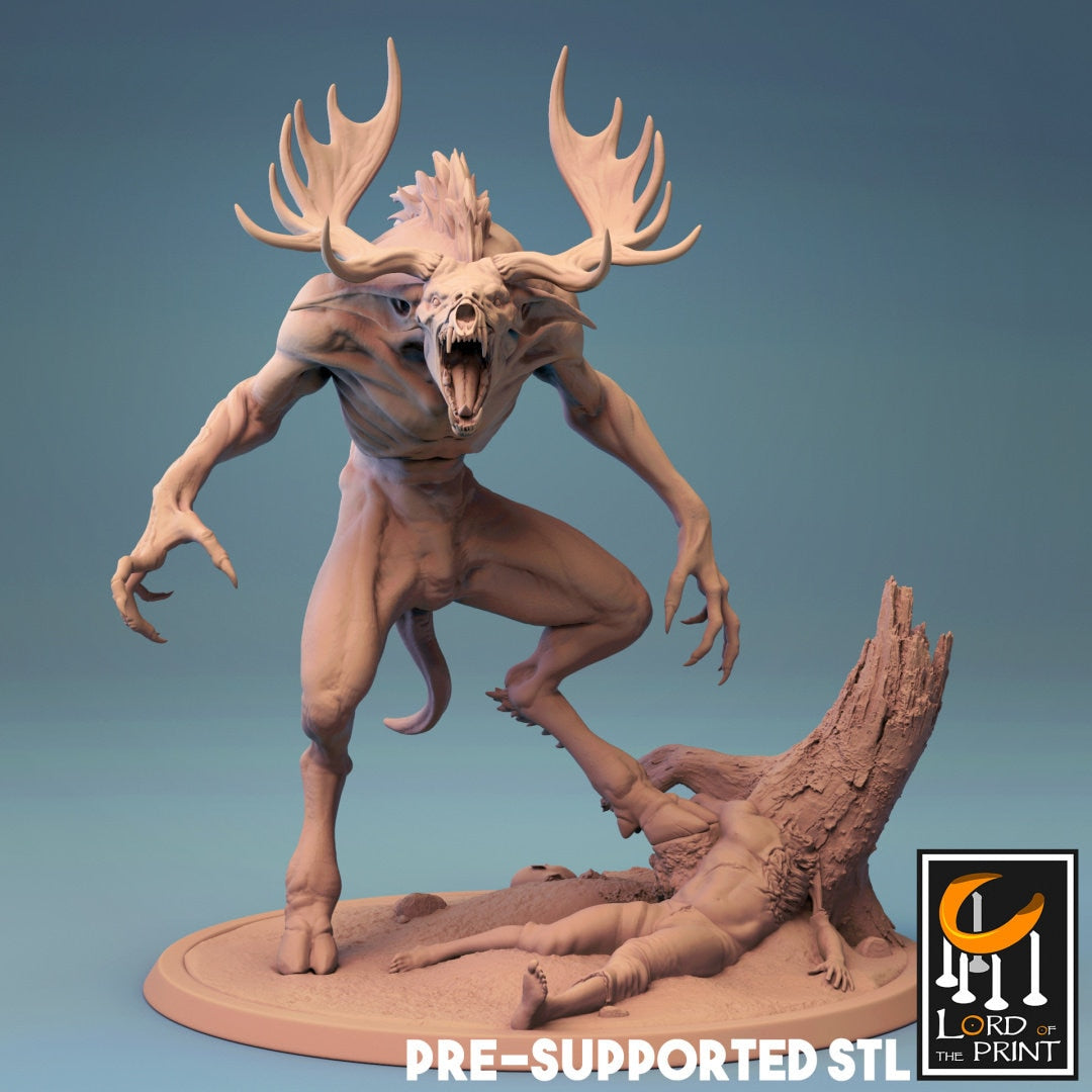 Wendigo Miniature | Tabletop RPG Miniature | Rescale Miniature | Roleplaying 3D Printed Fantasy Mini - 3DPrintDen