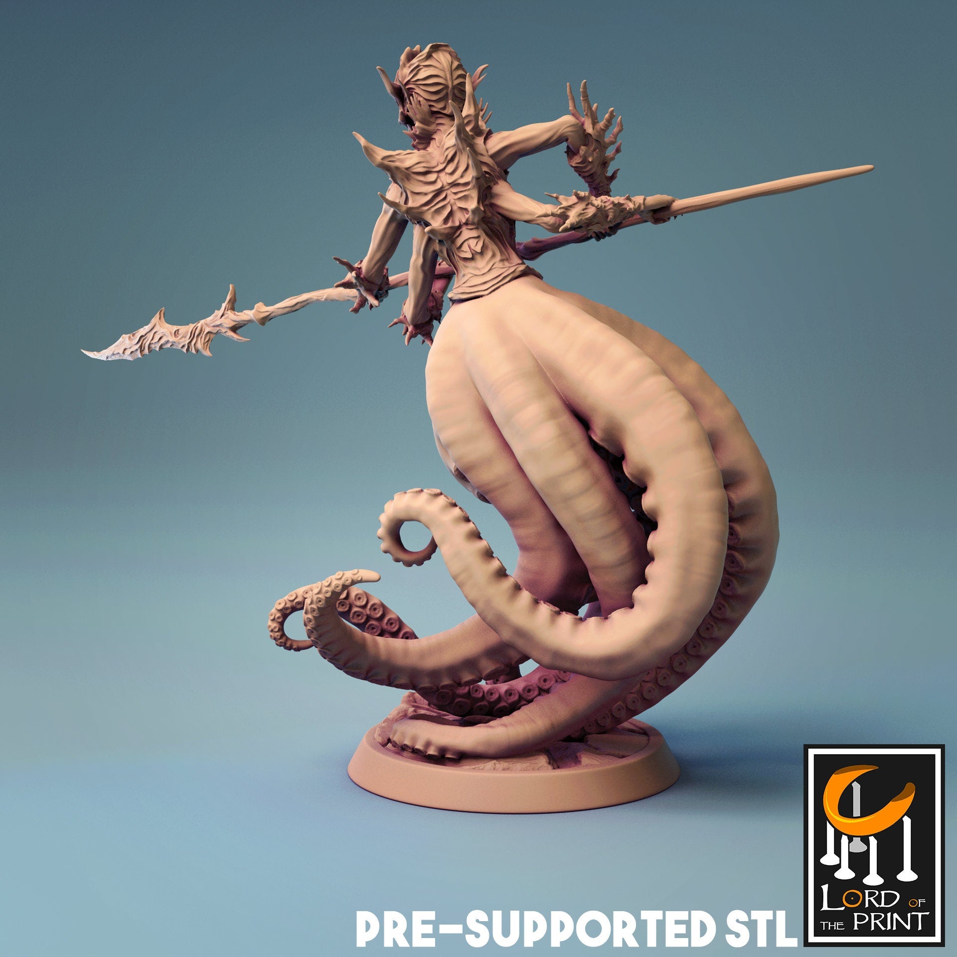 Female Sea Guardian | Tabletop RPG Miniature | Rescale Miniature | Roleplaying 3D Printed Fantasy Mini - 3DPrintDen