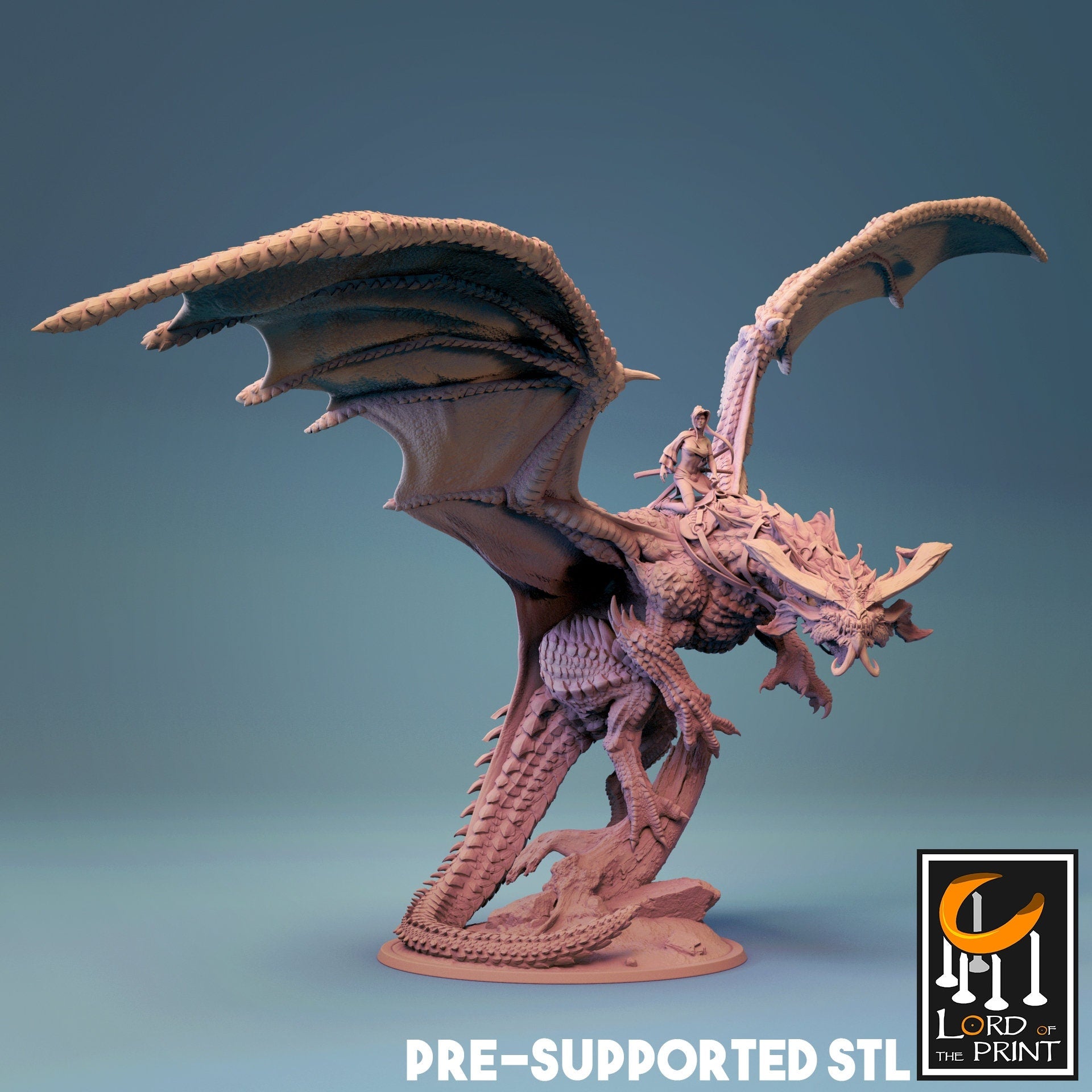 Oriental Dragon Miniature | Tabletop RPG Miniature | Rescale Miniature | Roleplaying 3D Printed Fantasy Mini - 3DPrintDen