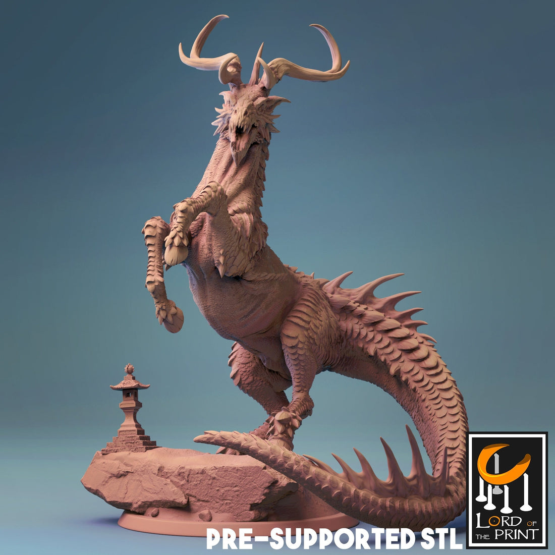 Kirin Miniature | Tabletop RPG Miniature | Rescale Miniature | Roleplaying 3D Printed Fantasy Mini - 3DPrintDen