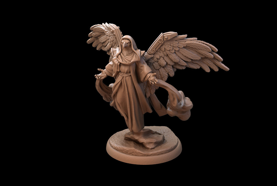 Aarakocra Mage Miniature, Ahmut | Tabletop RPG Miniature | Dragon Trappers Lodge | Roleplaying 3D Printed Fantasy Mini - 3DPrintDen