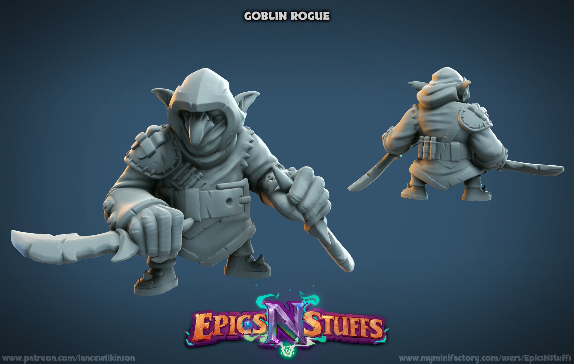 Goblin Rogue Miniature | Tabletop RPG Miniature | Epic 'N' Stuff | Roleplaying 3D Printed Fantasy Mini - 3DPrintDen