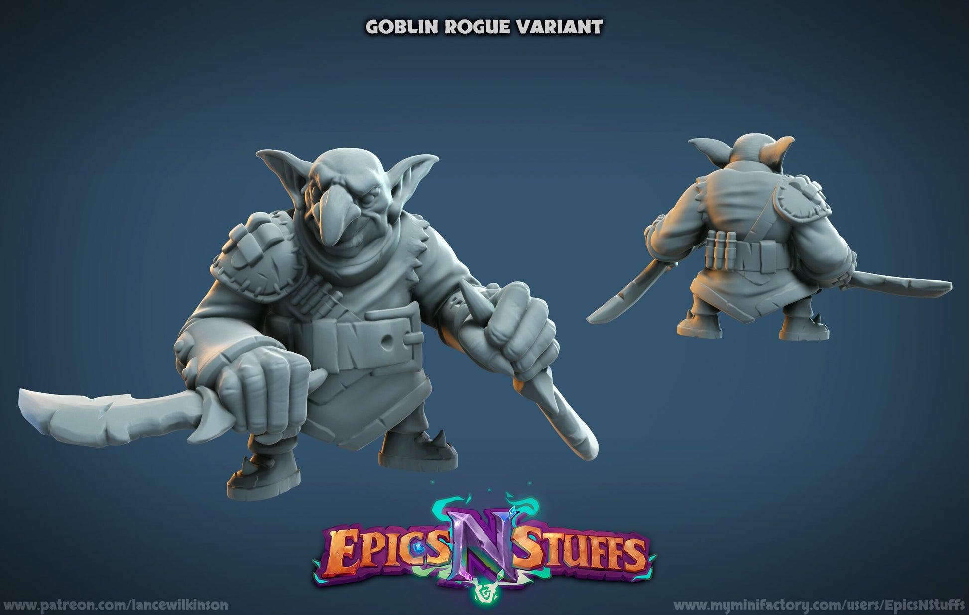 Goblin Rogue Miniature | Tabletop RPG Miniature | Epic 'N' Stuff | Roleplaying 3D Printed Fantasy Mini - 3DPrintDen