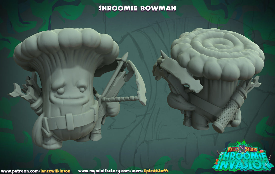 Shroomie Bowman Miniature | Tabletop RPG Miniature | Epic 'N' Stuff | Roleplaying 3D Printed Fantasy Mini - 3DPrintDen