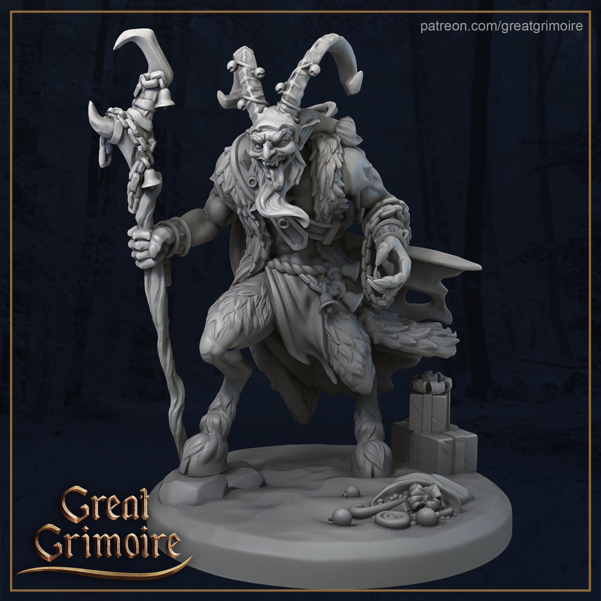 Krampus Miniature | Tabletop RPG Miniature | Great Grimoire | Roleplaying 3D Printed Fantasy Mini - 3DPrintDen