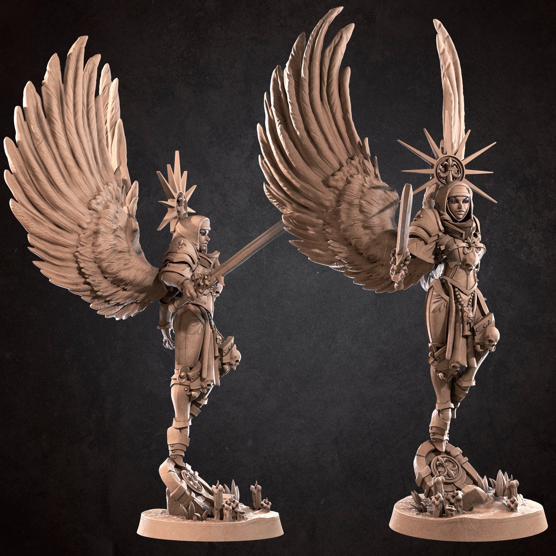 Lightbringer Angel Miniature, Soledad | Tabletop RPG Miniature | Bite the Bullet | Roleplaying 3D Printed Fantasy Mini - 3DPrintDen