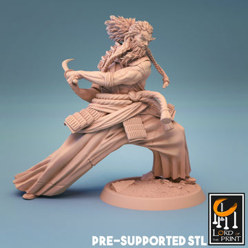 Samurai Miniature | Tabletop RPG Miniature | Rescale Miniature | Roleplaying 3D Printed Fantasy Mini - 3DPrintDen