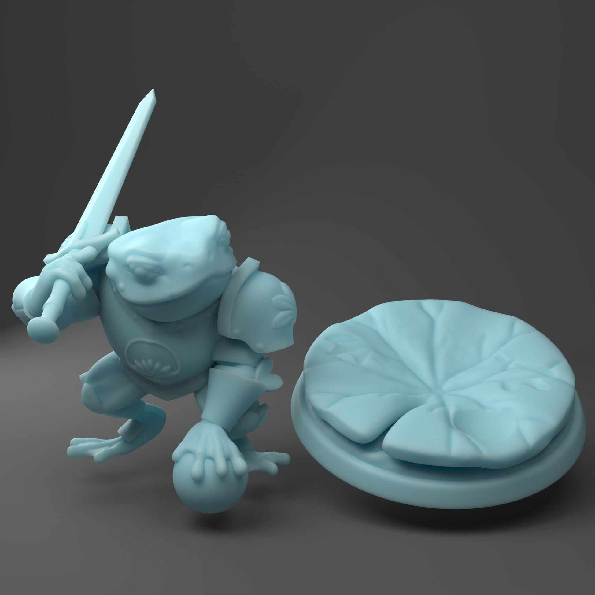 Frog Knight Miniature | Twin Goddess Miniatures | Tabletop RPG Miniature | Roleplaying 3D Printed Fantasy Mini - 3DPrintDen