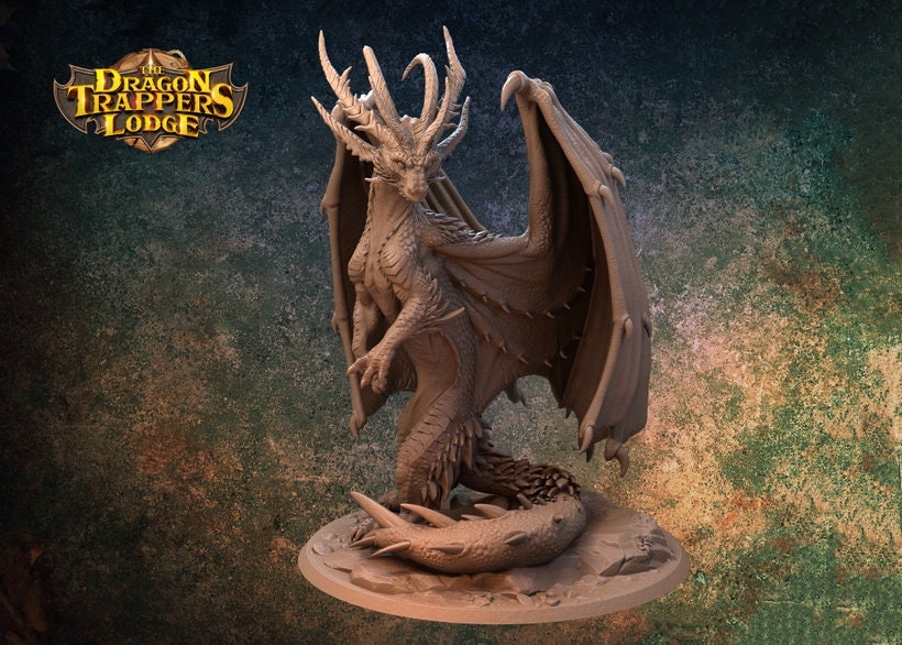 Glimmer Scale Dragon Miniature | Tabletop RPG Miniature | Dragon Trappers Lodge | Roleplaying 3D Printed Fantasy Mini - 3DPrintDen