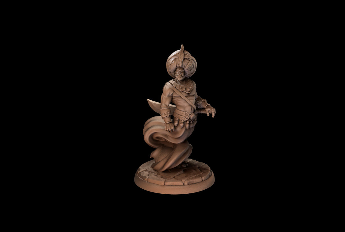 Genie Warrior Miniature, Kadir | Tabletop RPG Miniature | Dragon Trappers Lodge | Roleplaying 3D Printed Fantasy Mini - 3DPrintDen