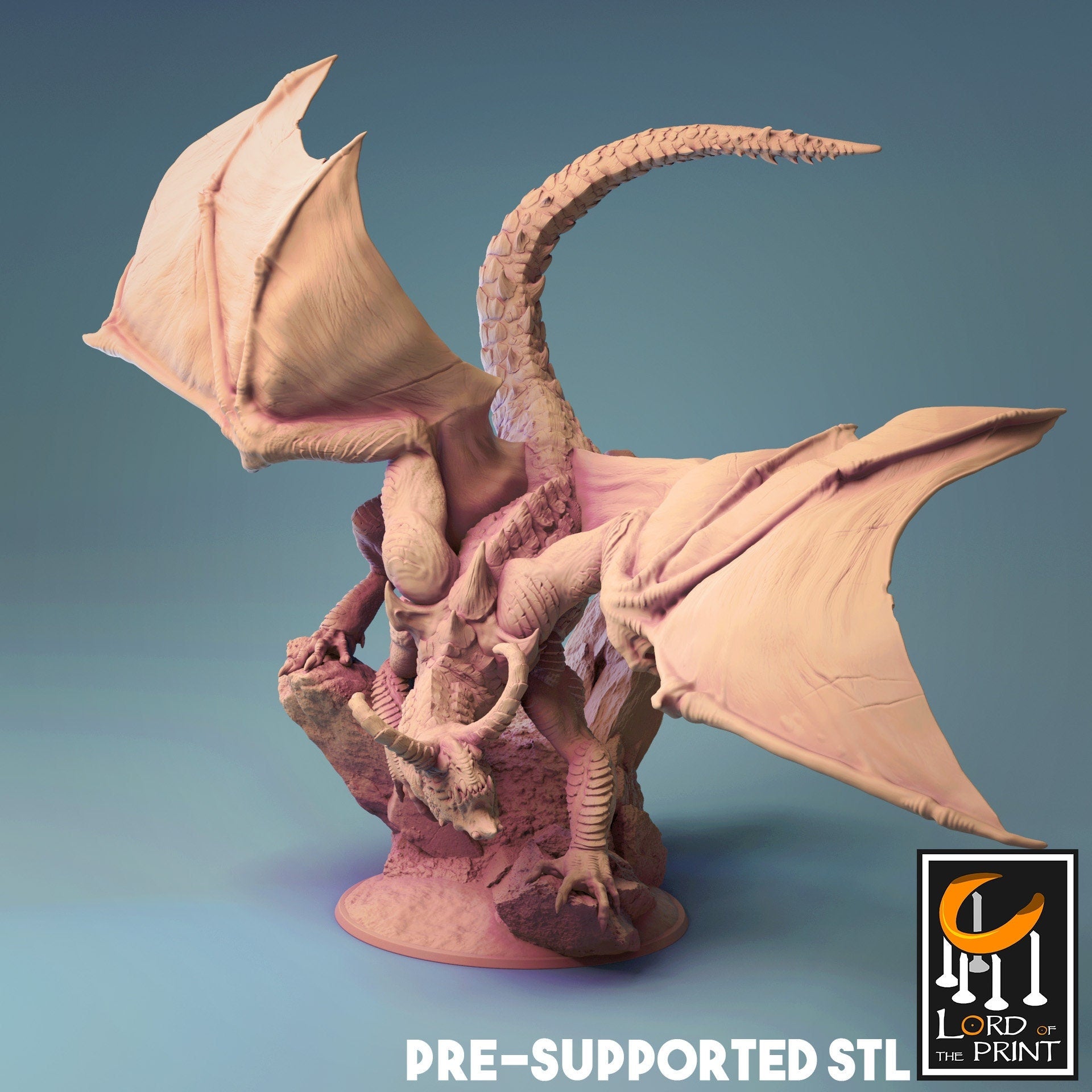 Fafnir Norse Dragon Miniature | Tabletop RPG Miniature | Rescale Miniature | Roleplaying 3D Printed Fantasy Mini - 3DPrintDen