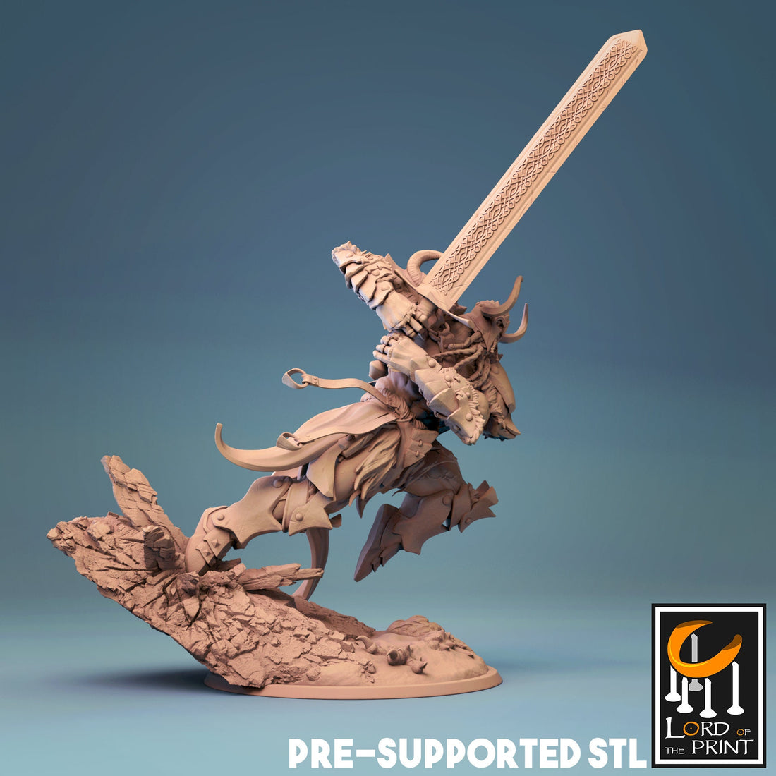 Charging Giant Miniature | Tabletop RPG Miniature | Rescale Miniature | Roleplaying 3D Printed Fantasy Mini - 3DPrintDen