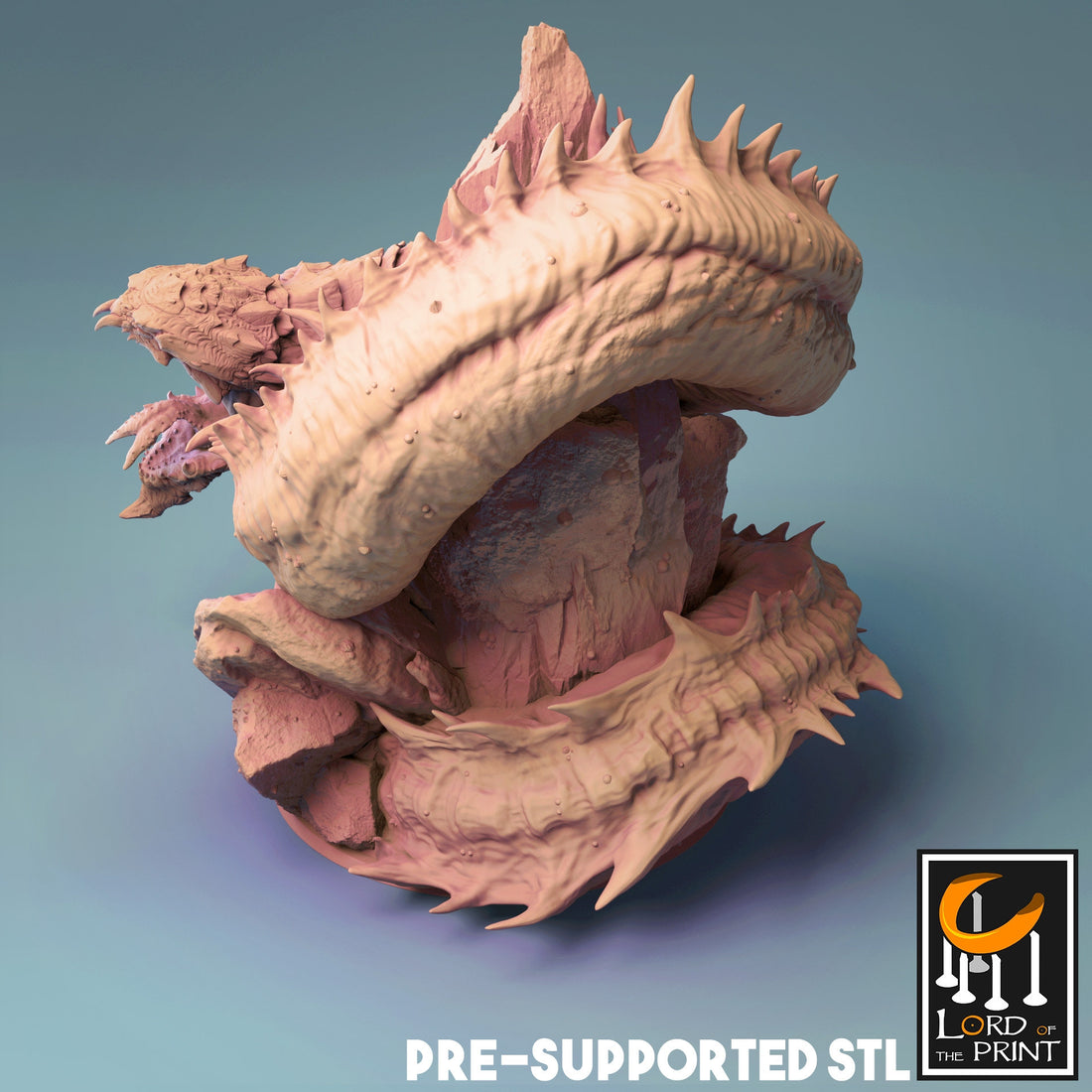 World Serpent Jormungandr Miniature | Tabletop RPG Miniature | Rescale Miniature | Roleplaying 3D Printed Fantasy Mini - 3DPrintDen