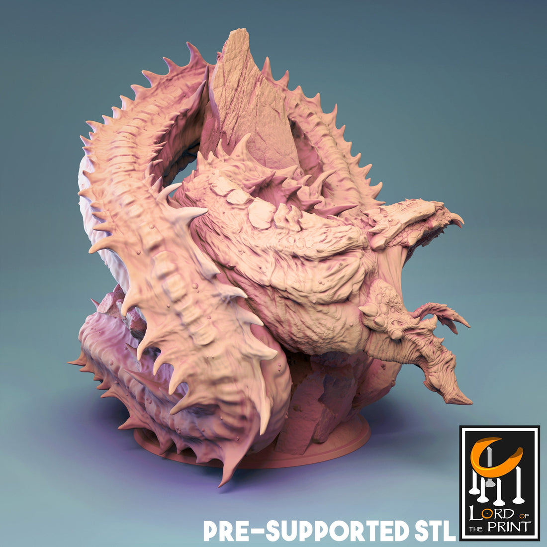 World Serpent Jormungandr Miniature | Tabletop RPG Miniature | Rescale Miniature | Roleplaying 3D Printed Fantasy Mini - 3DPrintDen