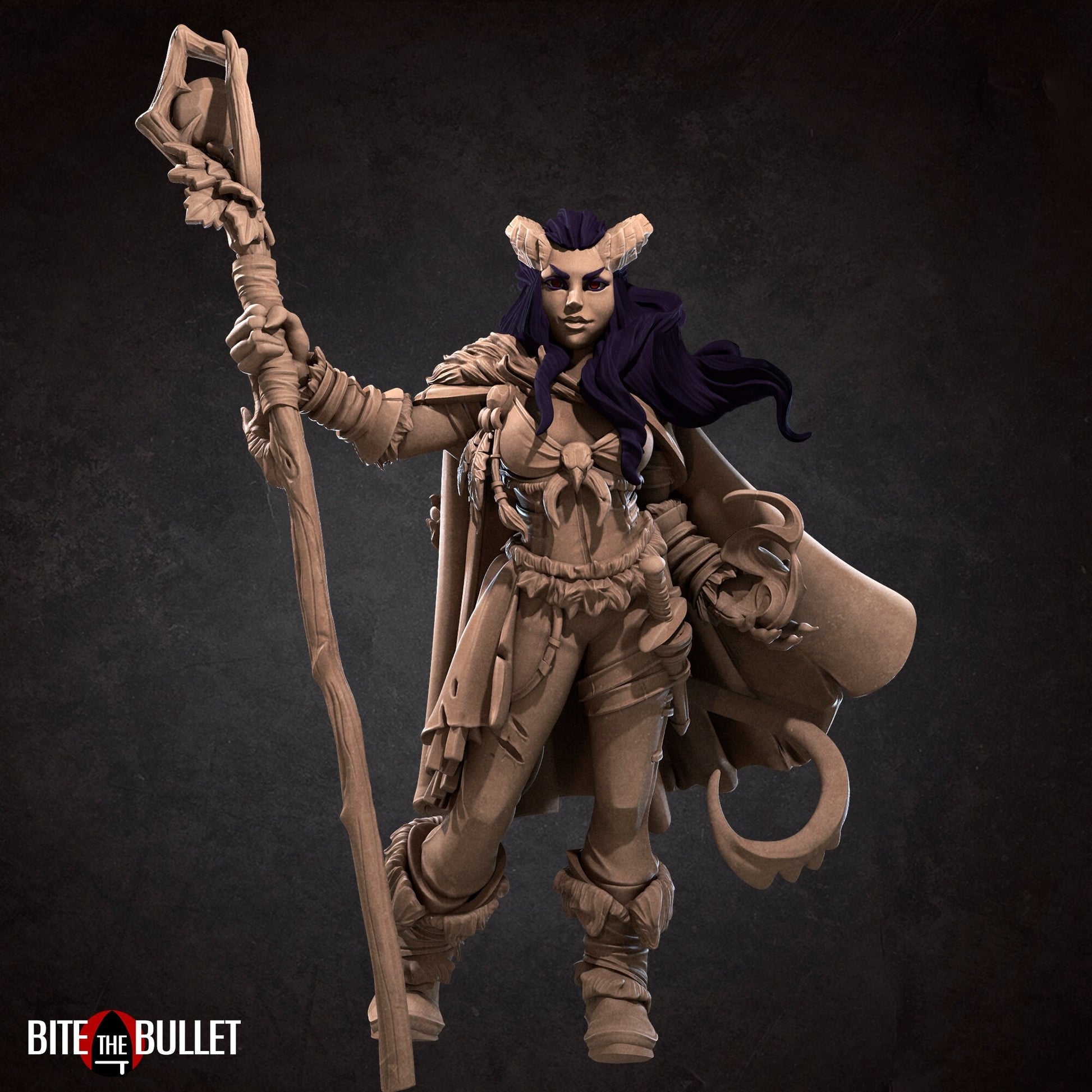 Tiefling Druid Miniature | Tabletop RPG Miniature | Bite the Bullet | Roleplaying 3D Printed Fantasy Mini - 3DPrintDen