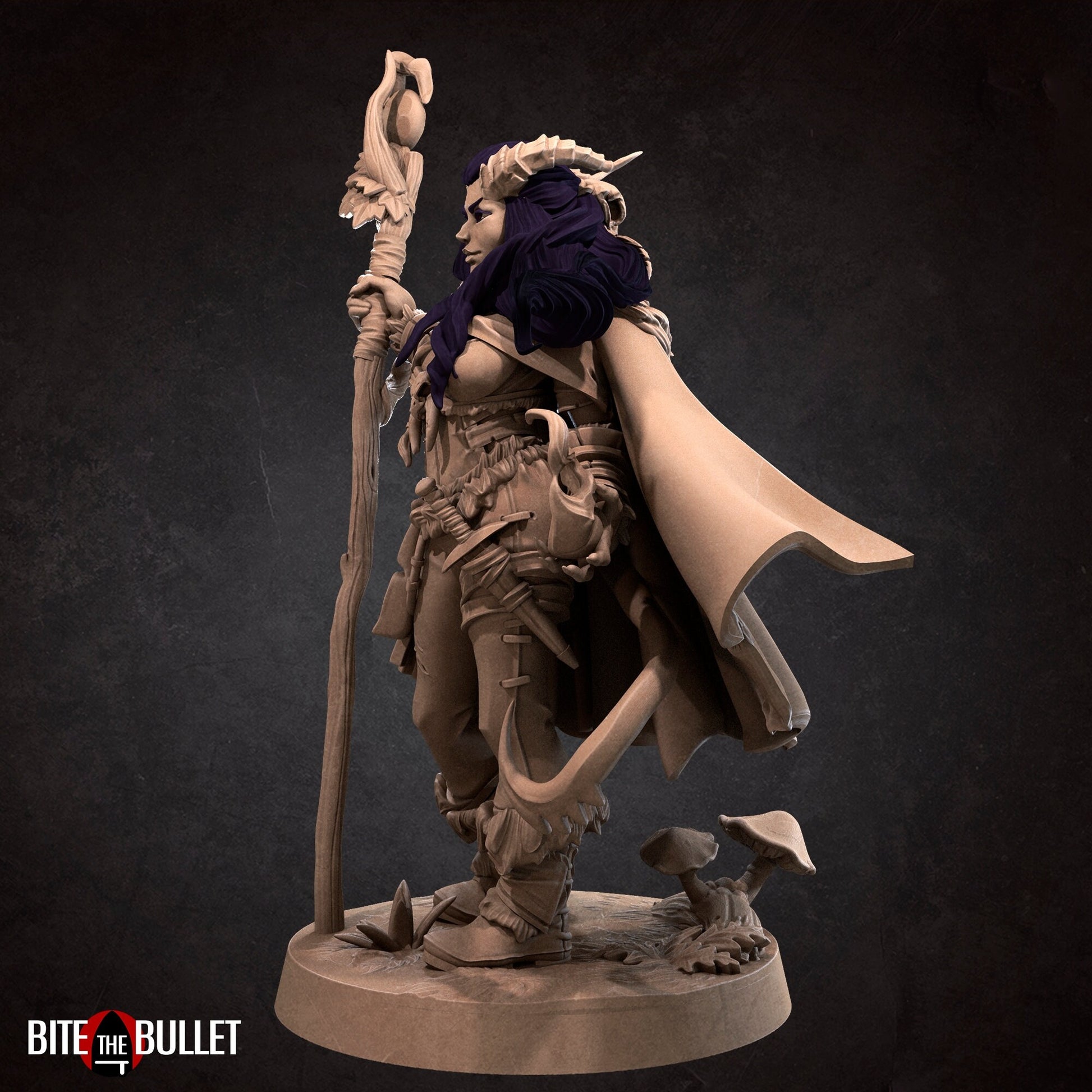 Tiefling Druid Miniature | Tabletop RPG Miniature | Bite the Bullet | Roleplaying 3D Printed Fantasy Mini - 3DPrintDen