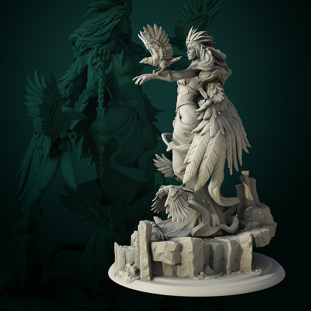 Crow Mother Miniature, Maletta | Tabletop RPG Miniature | White Werewolf Tavern | Roleplaying 3D Printed Fantasy Mini - 3DPrintDen