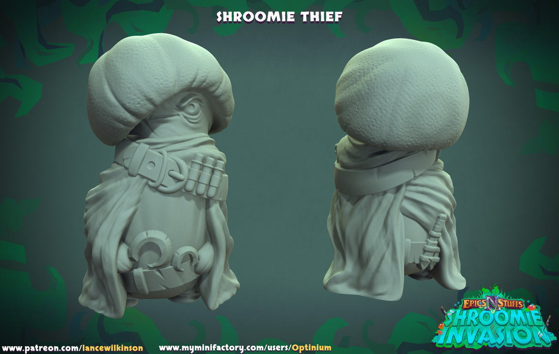 Shroomie Thief Miniature | Tabletop RPG Miniature | Epic 'N' Stuff | Roleplaying 3D Printed Fantasy Mini - 3DPrintDen