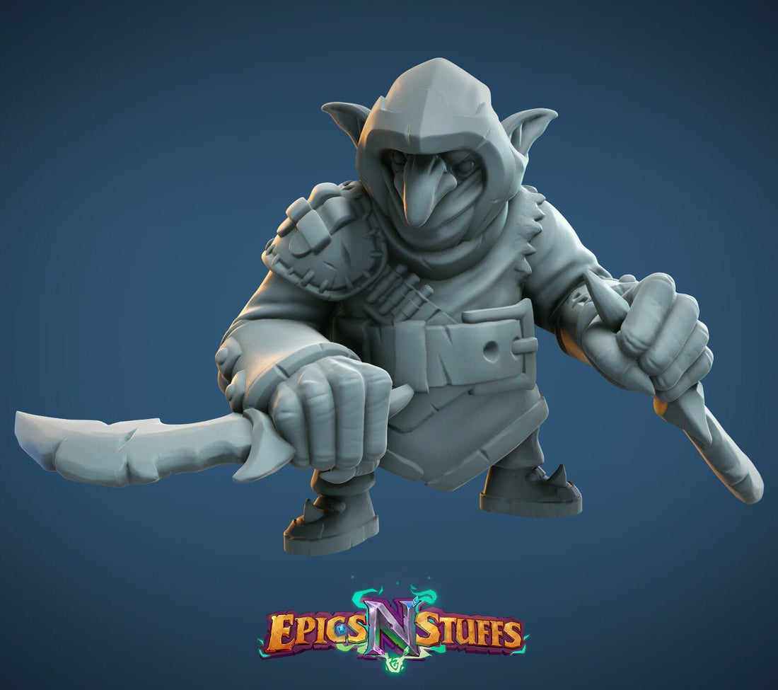 Goblin Rogue Miniature | Tabletop RPG Miniature | Epic 'N' Stuff | Roleplaying 3D Printed Fantasy Mini - 3DPrintDen