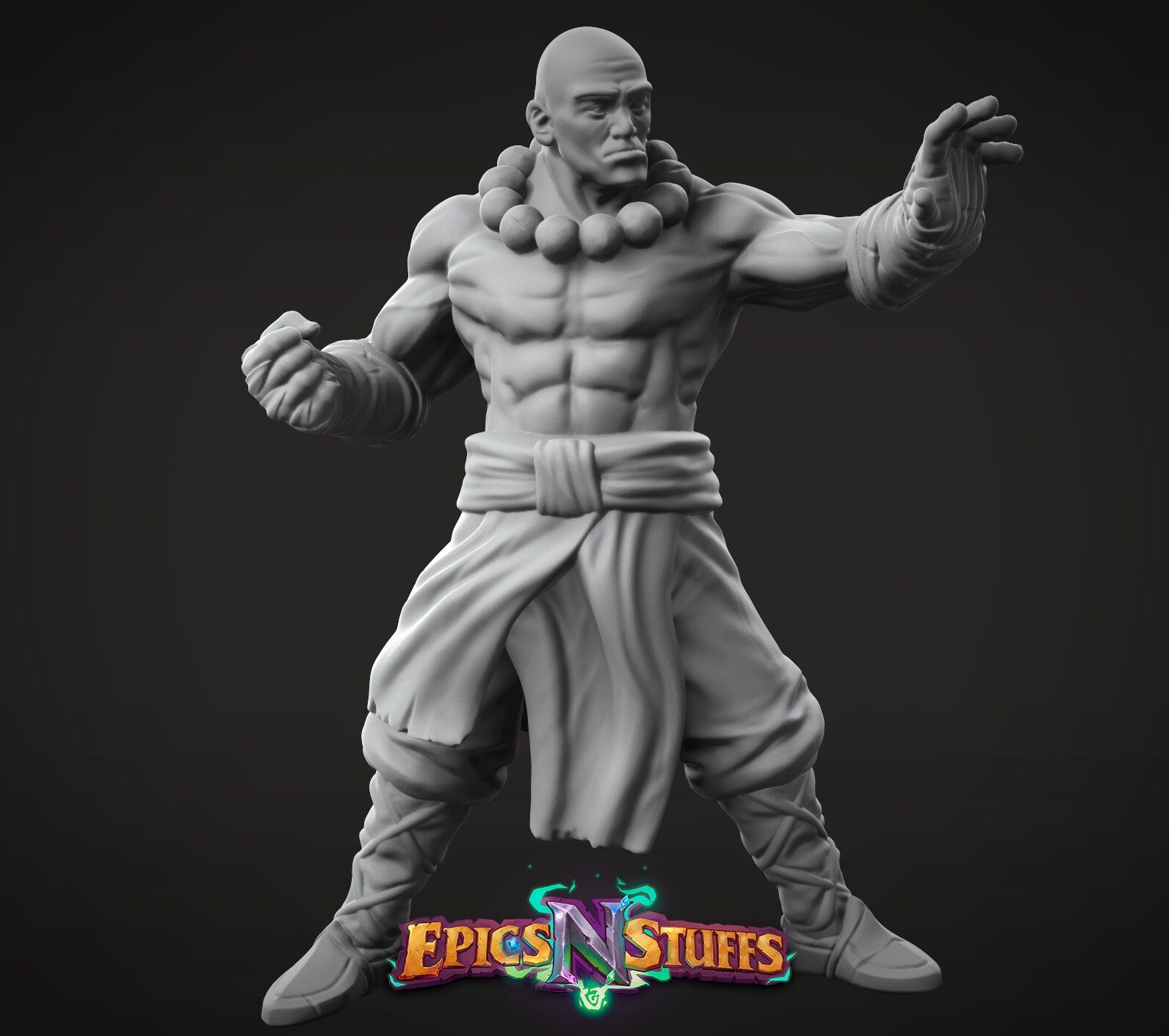 Human Monk Miniature | Tabletop RPG Miniature | Epic 'N' Stuff | Roleplaying 3D Printed Fantasy Mini - 3DPrintDen