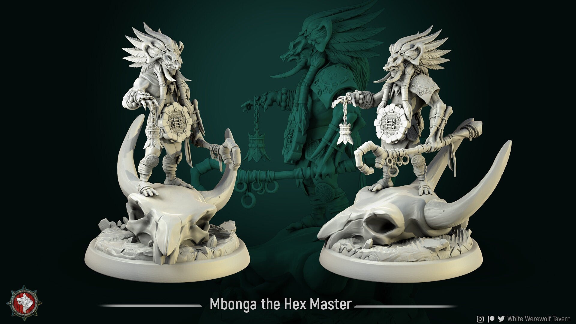 Troll Hex Master Miniature, Mbonga | Tabletop RPG Miniature | White Werewolf Tavern | Roleplaying 3D Printed Fantasy Mini - 3DPrintDen