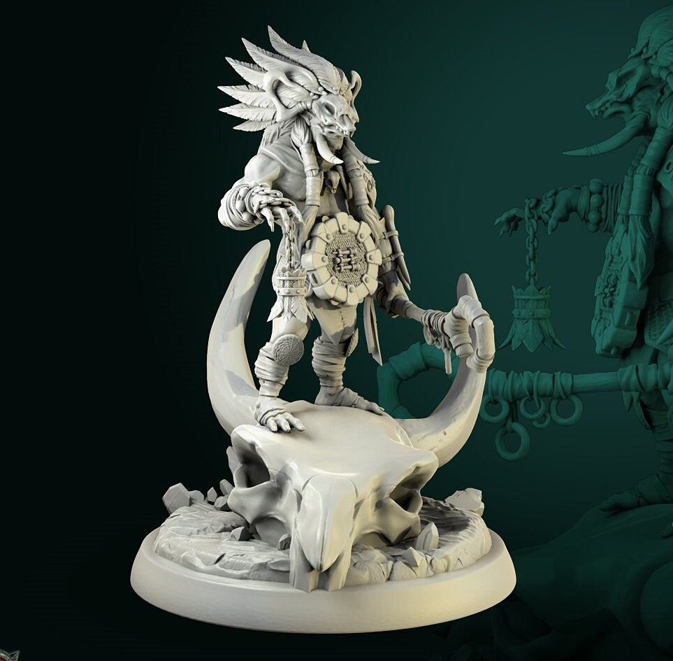 Troll Hex Master Miniature, Mbonga | Tabletop RPG Miniature | White Werewolf Tavern | Roleplaying 3D Printed Fantasy Mini - 3DPrintDen