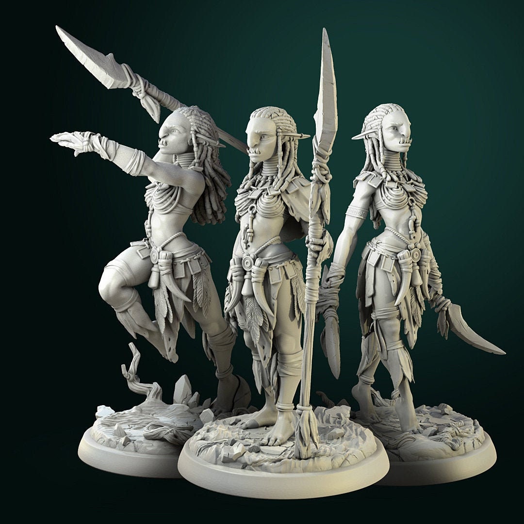 Female Troll Warrior Miniature | Tabletop RPG Miniature | White Werewolf Tavern | Roleplaying 3D Printed Fantasy Mini - 3DPrintDen