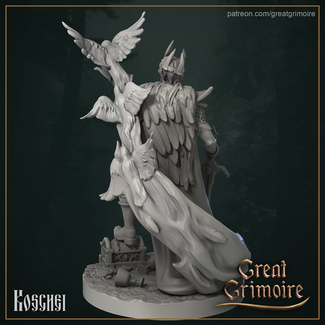 Koschei The Deathless Miniature | Tabletop RPG Miniature | Great Grimoire | Roleplaying 3D Printed Fantasy Mini - 3DPrintDen