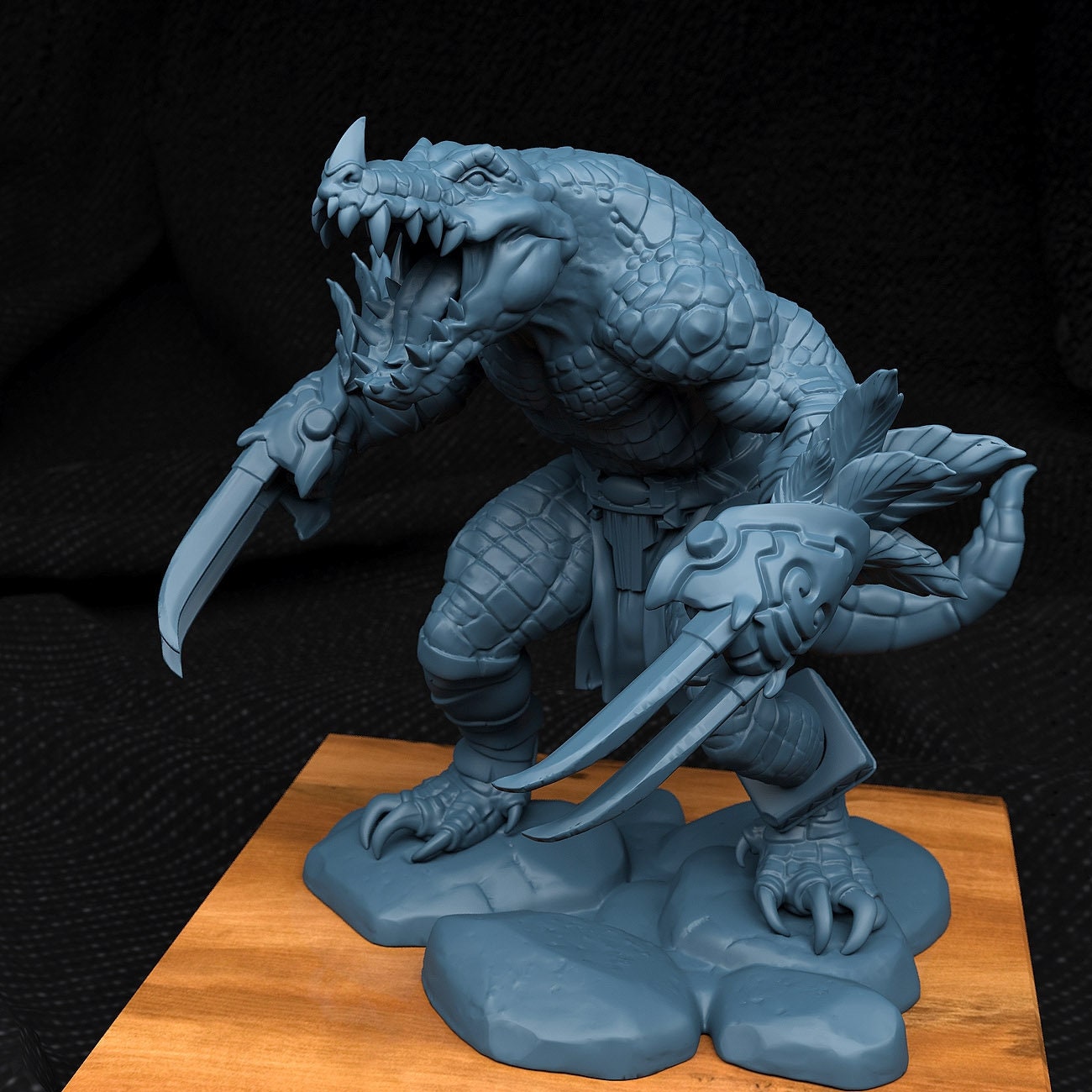 Crocodile Man Miniature | Tabletop RPG Miniature | Creature Armory | Roleplaying 3D Printed Fantasy Mini - 3DPrintDen