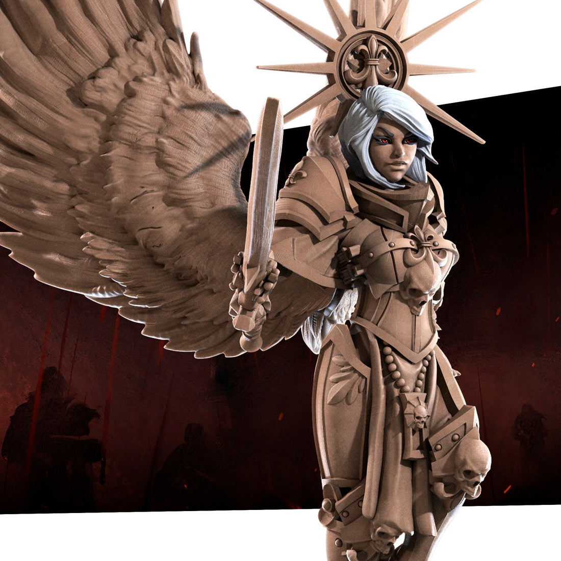 Lightbringer Angel Miniature, Soledad | Tabletop RPG Miniature | Bite the Bullet | Roleplaying 3D Printed Fantasy Mini - 3DPrintDen