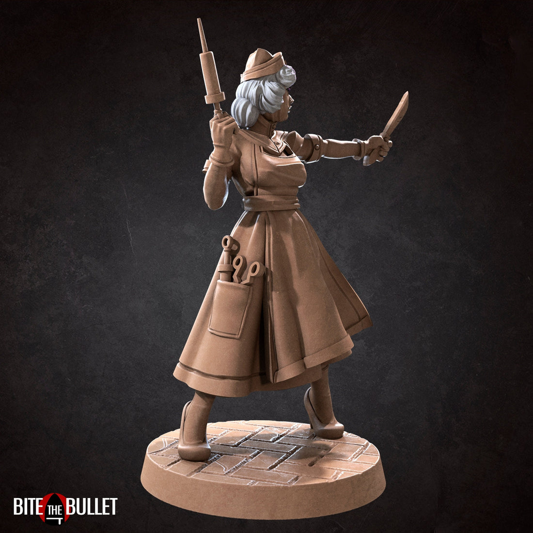 Battle Nurse Miniature, Emilia | Tabletop RPG Miniature | Bite the Bullet | Roleplaying 3D Printed Fantasy Mini - 3DPrintDen