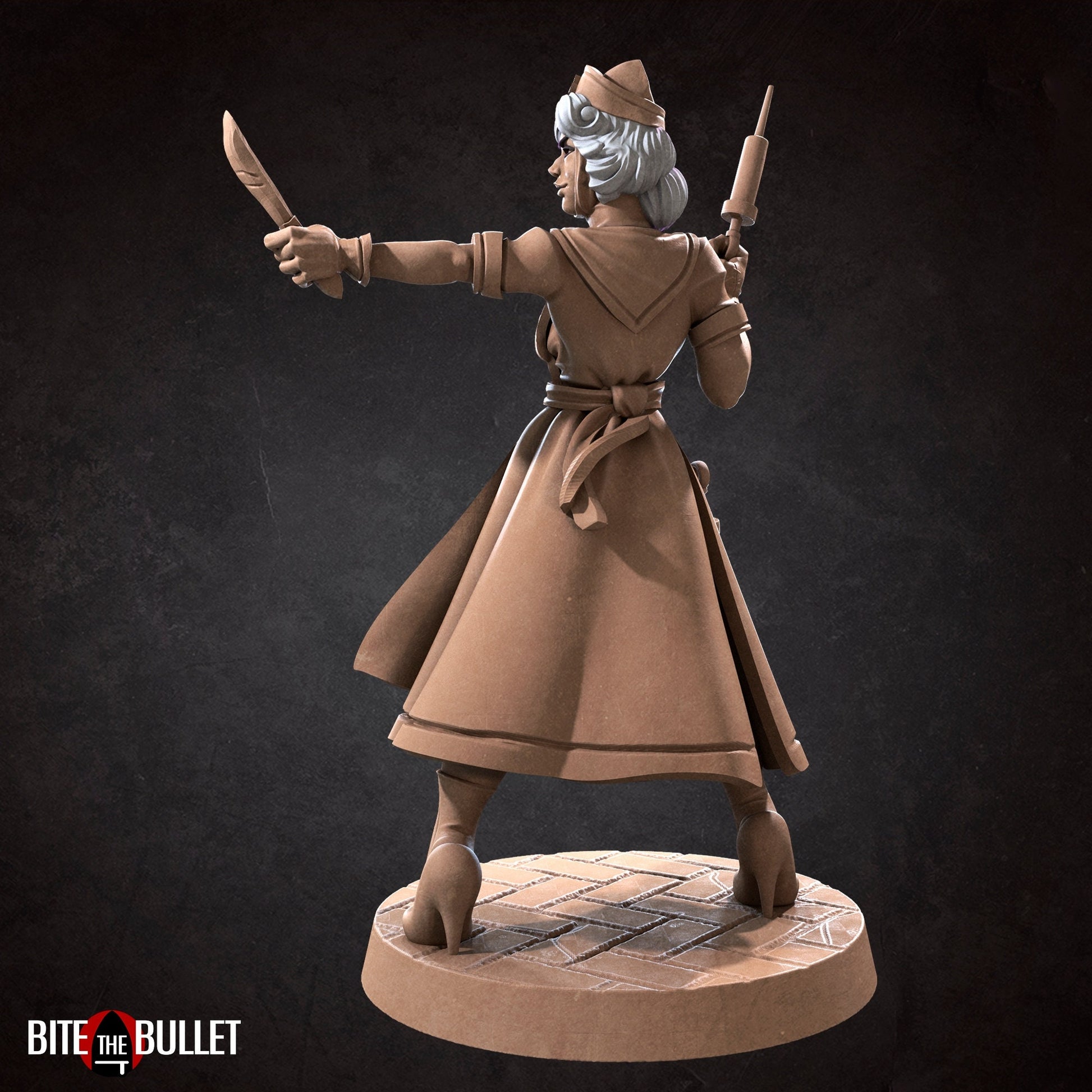 Battle Nurse Miniature, Emilia | Tabletop RPG Miniature | Bite the Bullet | Roleplaying 3D Printed Fantasy Mini - 3DPrintDen