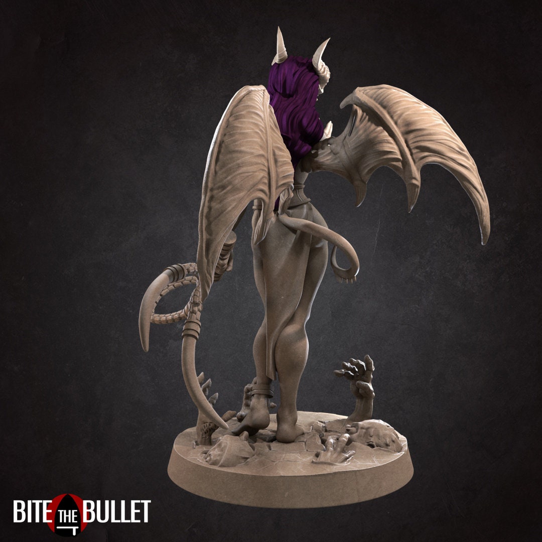 Succubus Miniature, Scarlet | Tabletop RPG Miniature | Bite the Bullet | Roleplaying 3D Printed Fantasy Mini - 3DPrintDen