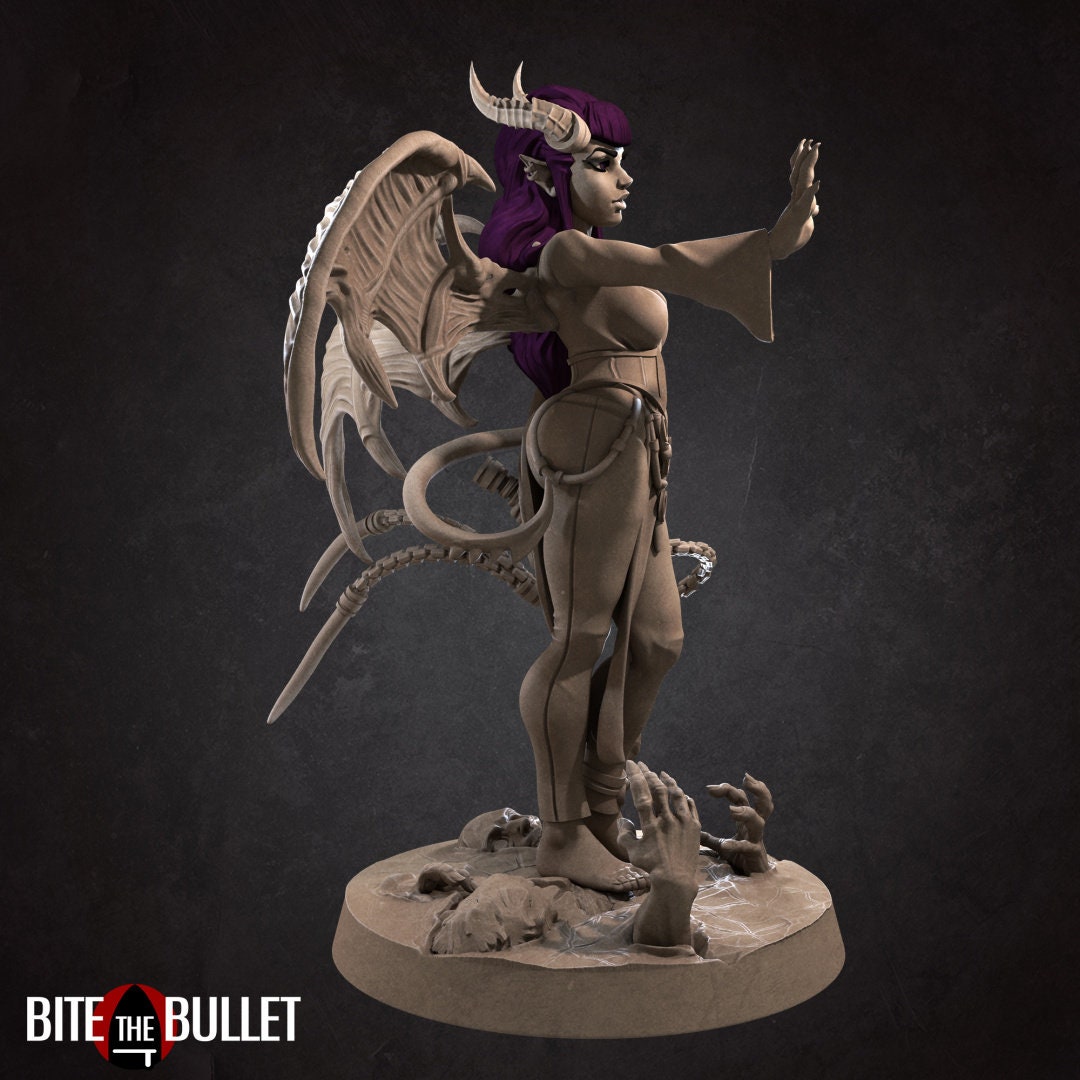 Succubus Miniature, Scarlet | Tabletop RPG Miniature | Bite the Bullet | Roleplaying 3D Printed Fantasy Mini - 3DPrintDen