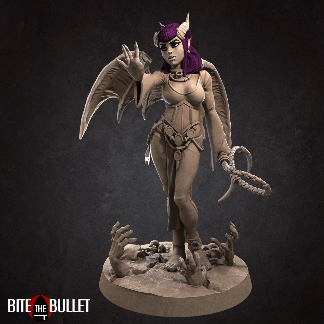 Succubus Miniature, Scarlet | Tabletop RPG Miniature | Bite the Bullet | Roleplaying 3D Printed Fantasy Mini - 3DPrintDen