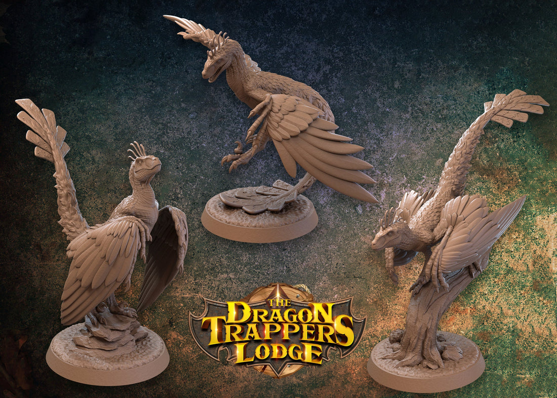 Flying Raptor Miniature | Tabletop RPG Miniature | Dragon Trappers Lodge | Roleplaying 3D Printed Fantasy Mini - 3DPrintDen