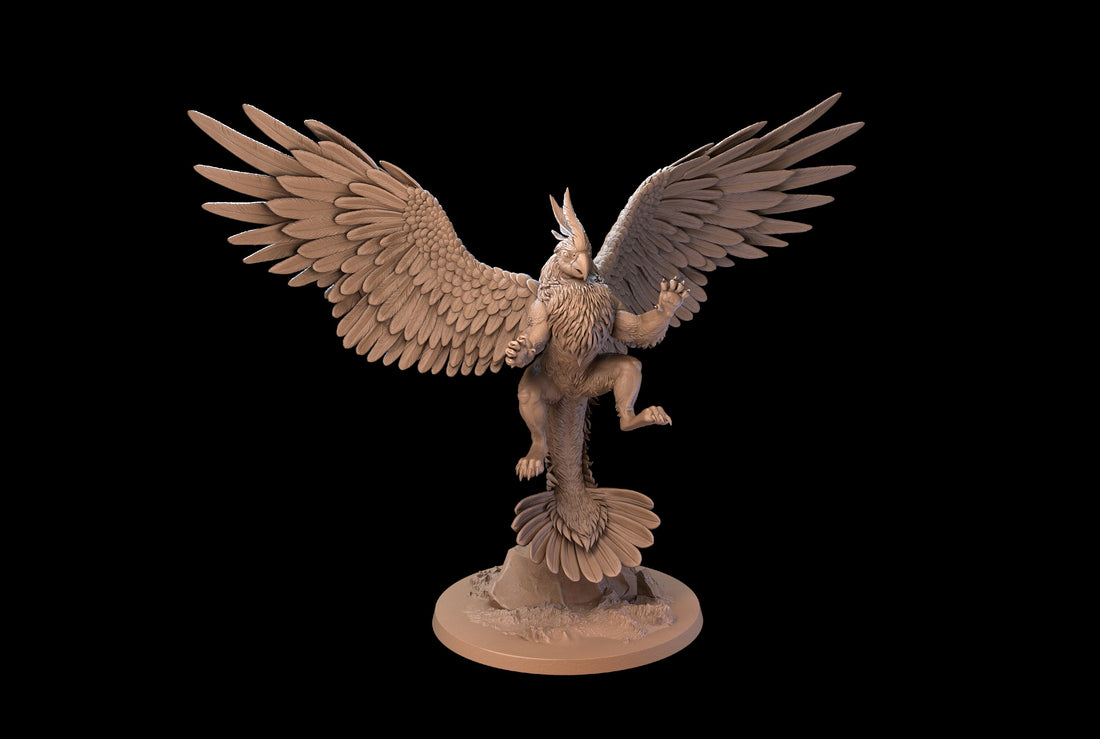 Jungle Gryphon Miniature | Tabletop RPG Miniature | Dragon Trappers Lodge | Roleplaying 3D Printed Fantasy Mini - 3DPrintDen