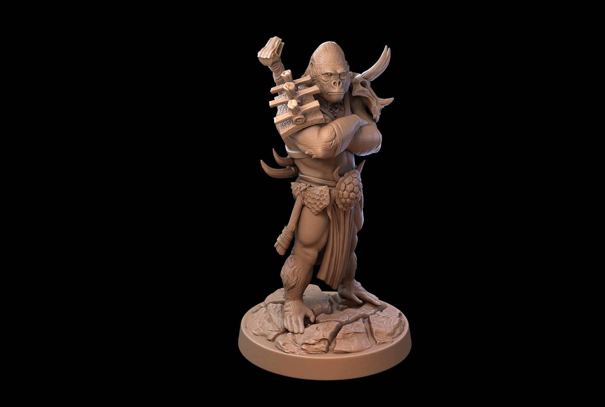 Ape Warrior Miniature, Kaeng | Tabletop RPG Miniature | Dragon Trappers Lodge | Roleplaying 3D Printed Fantasy Mini - 3DPrintDen