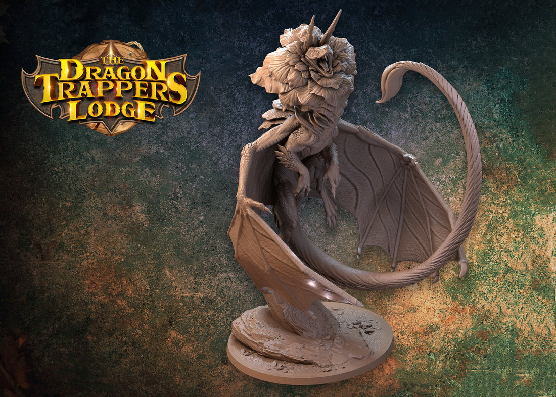 Rose Dragon Miniature | Tabletop RPG Miniature | Dragon Trappers Lodge | Roleplaying 3D Printed Fantasy Mini - 3DPrintDen