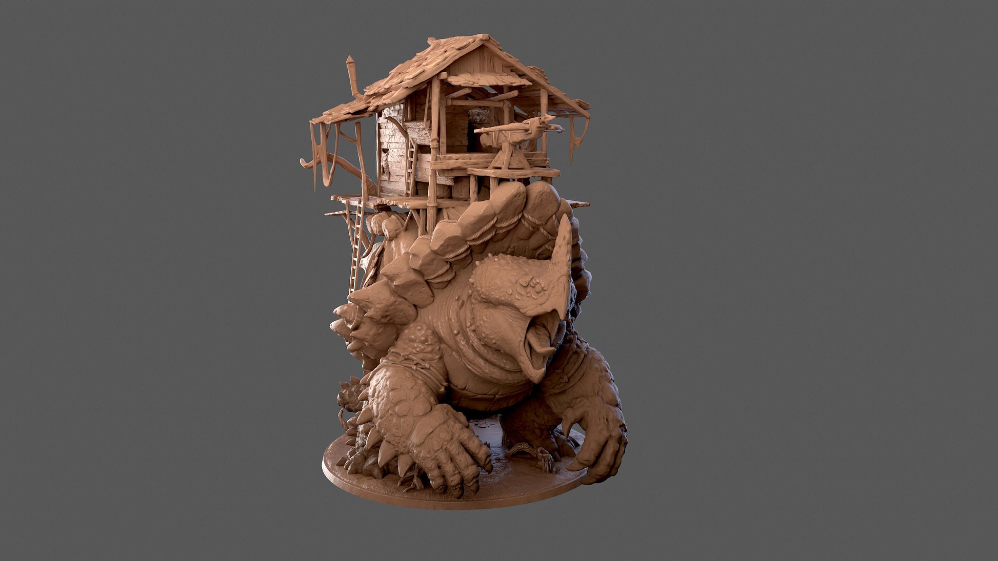 Giant Turtle Miniature, Lodgeback Snapper | Tabletop RPG Miniature | Dragon Trappers Lodge | Roleplaying 3D Printed Fantasy Mini - 3DPrintDen