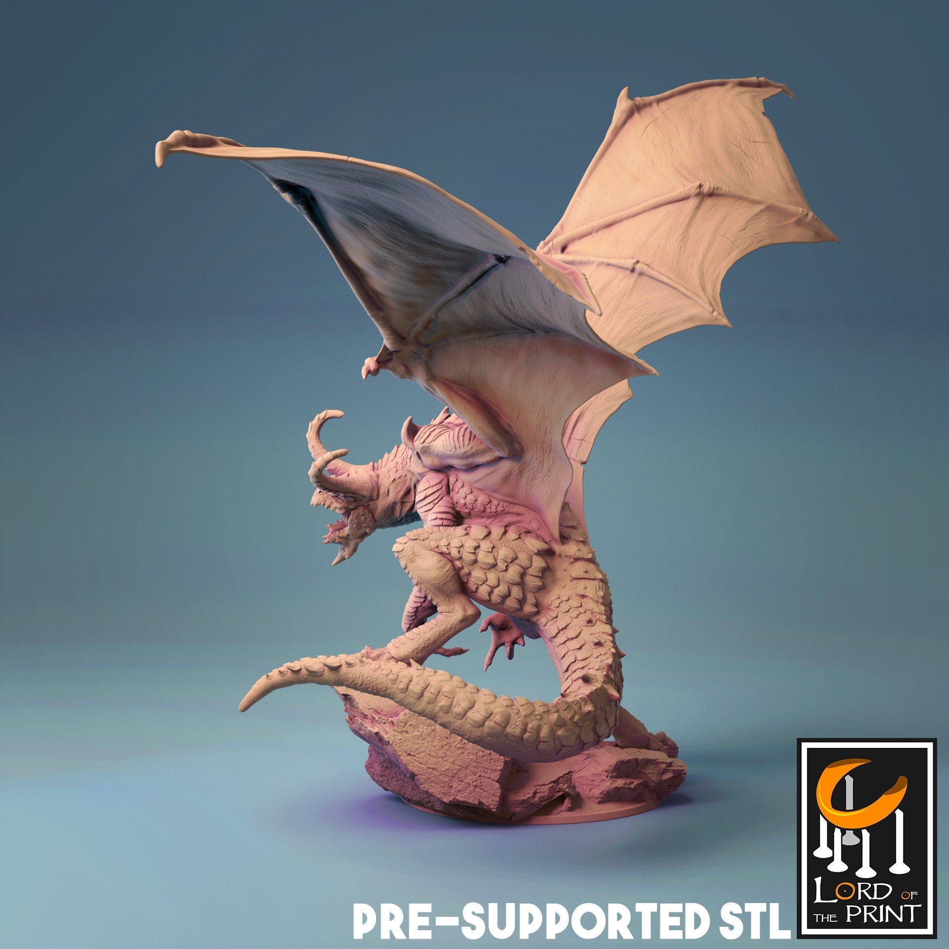 Fafnir Norse Dragon Miniature | Tabletop RPG Miniature | Rescale Miniature | Roleplaying 3D Printed Fantasy Mini - 3DPrintDen