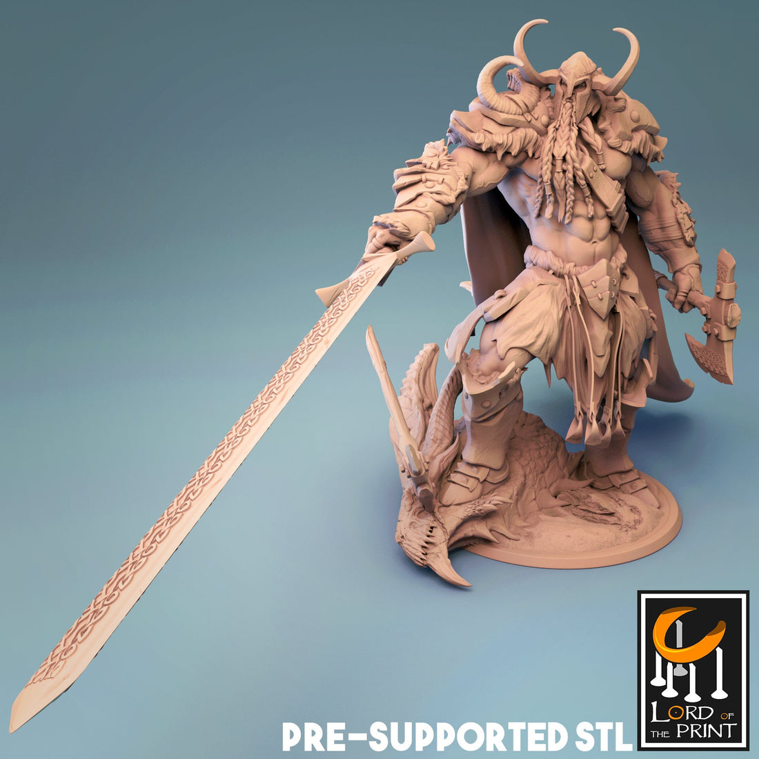 Jotun Miniature | Tabletop RPG Miniature | Rescale Miniature | Roleplaying 3D Printed Fantasy Mini - 3DPrintDen