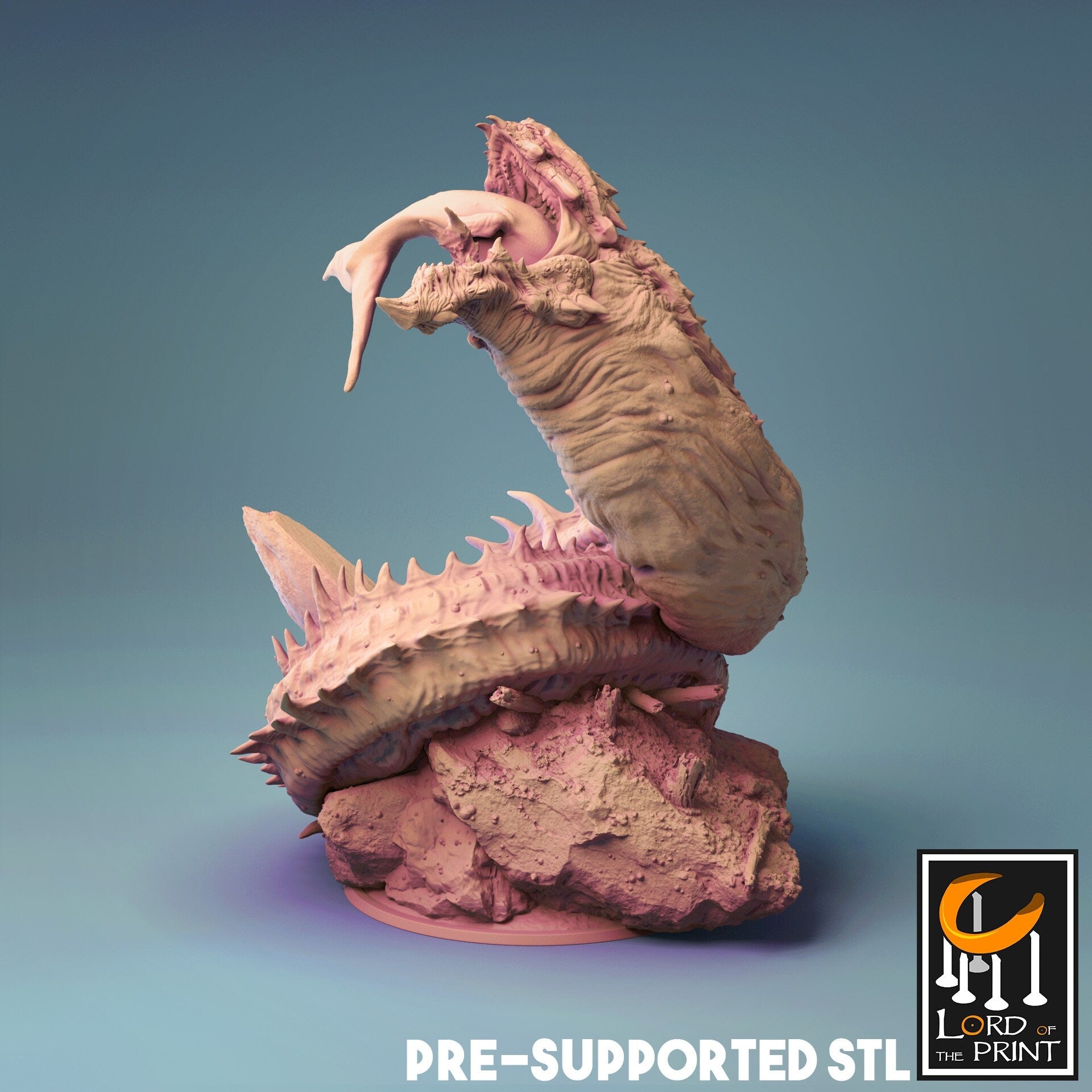 World Serpent Jormungandr Miniature | Tabletop RPG Miniature | Rescale Miniature | Roleplaying 3D Printed Fantasy Mini - 3DPrintDen