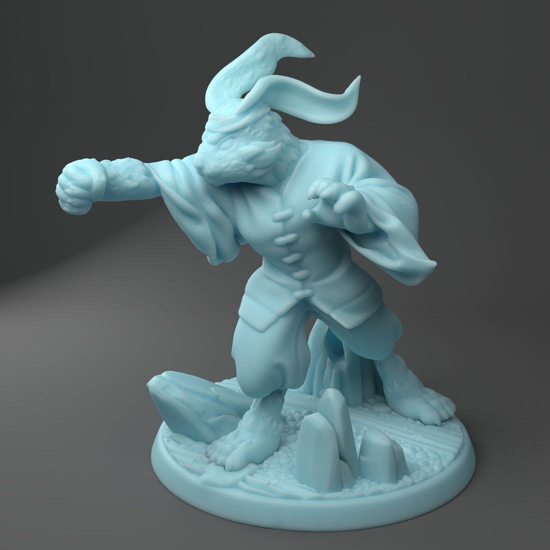 Rabbitfolk Monk Miniature, Bun Nee | Twin Goddess Miniatures | Tabletop RPG Miniature | Roleplaying 3D Printed Fantasy Mini - 3DPrintDen