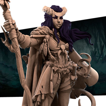 Tiefling Druid Miniature | Tabletop RPG Miniature | Bite the Bullet | Roleplaying 3D Printed Fantasy Mini - 3DPrintDen