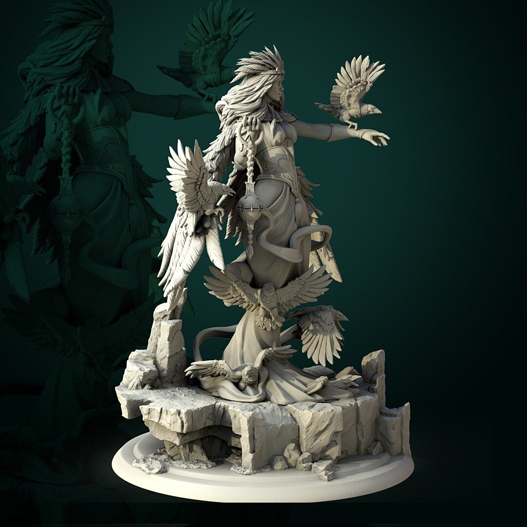 Crow Mother Miniature, Maletta | Tabletop RPG Miniature | White Werewolf Tavern | Roleplaying 3D Printed Fantasy Mini - 3DPrintDen