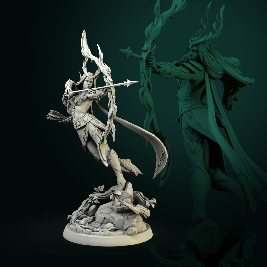 Elven Queen Miniature, Niel | Tabletop RPG Miniature | White Werewolf Tavern | Roleplaying 3D Printed Fantasy Mini - 3DPrintDen